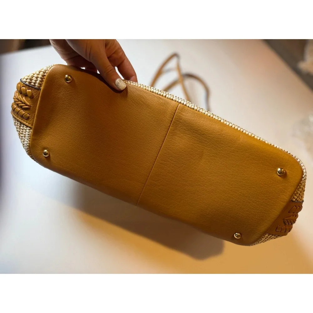 Aimee Kestenberg All For Love Convertible Leather Shopper Raffia/Latte Tote Bag